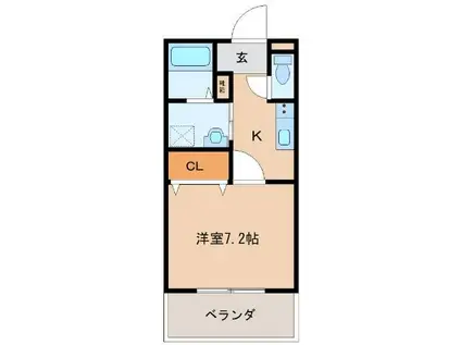 サンビレッジB(1K/2階)の間取り写真