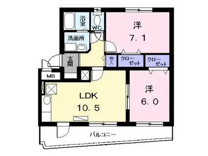 ペンション タカラ(2LDK/3階)の間取り写真