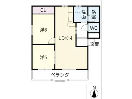 グランコート渚(2LDK/1階)の間取り写真