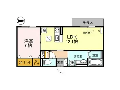 SINFONIA(1LDK/1階)の間取り写真