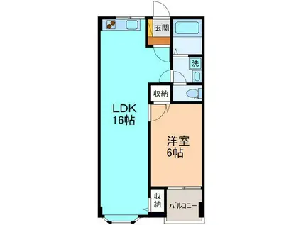 第一直江ビル(1LDK/3階)の間取り写真