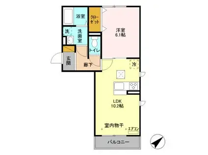 HANABUSA IV(1LDK/1階)の間取り写真