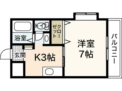 プリムベール(1K/2階)の間取り写真