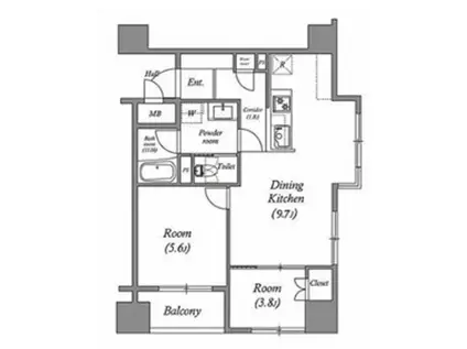 レジデンス南大塚スクエア(2DK/7階)の間取り写真