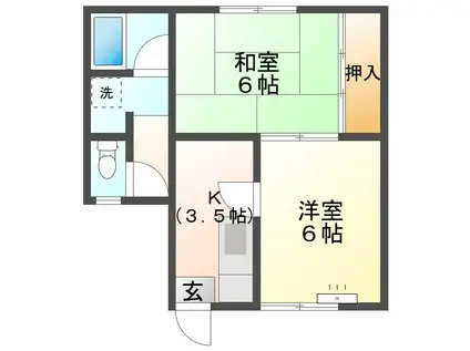 コンフォースK(2K/2階)の間取り写真