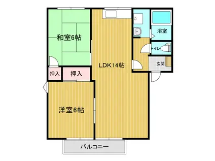 メイプルハウスA(2LDK/1階)の間取り写真