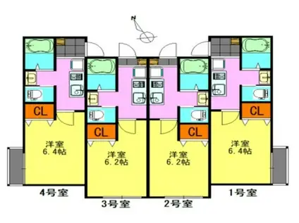 パークヒルズ蘇我(1K/2階)の間取り写真