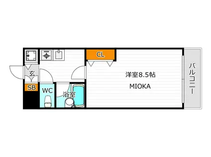 アロース我孫子東(1K/4階)の間取り写真