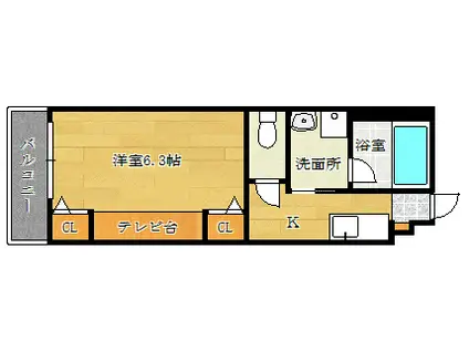 アガトンツインズα(1K/3階)の間取り写真