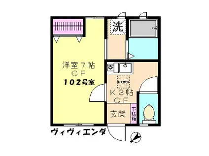 VIVIENDA(1K/1階)の間取り写真
