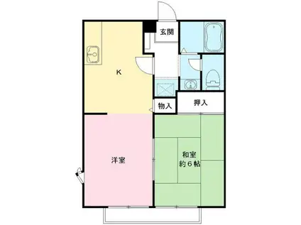 アベニュー美野里 B棟(1LDK/1階)の間取り写真