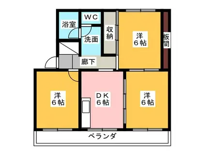 中原良知ハイツB棟(3DK/3階)の間取り写真