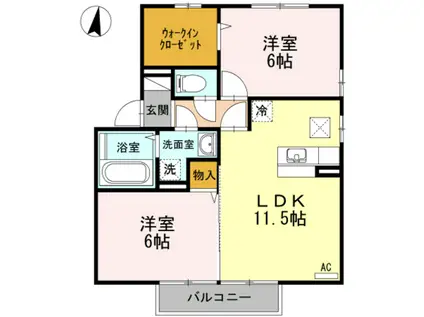 リザイア2(2LDK/1階)の間取り写真