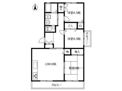 ハイツ あすか(3LDK/1階)の間取り写真