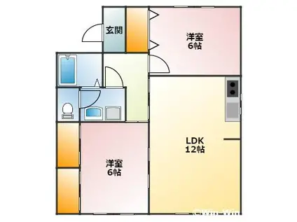ユトリロ新栄 B棟(2LDK/2階)の間取り写真