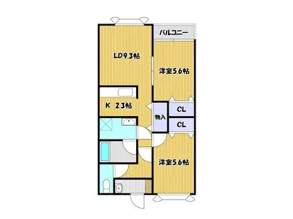 セルクル(2LDK/1階)の間取り写真