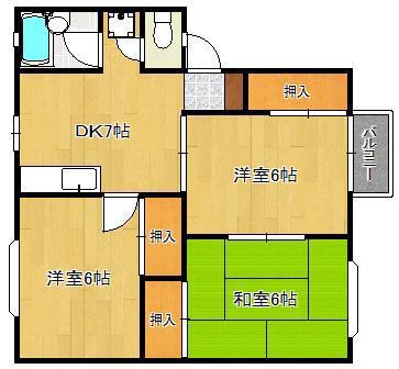 ベルエポック曽根(3DK/1階)の間取り写真