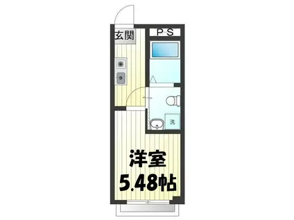 フェリジータ(1K/2階)の間取り写真