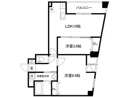 ルミエール長町(2LDK/2階)の間取り写真