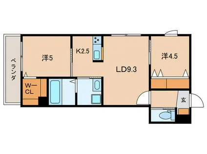 リュエル戸越(2LDK/2階)の間取り写真