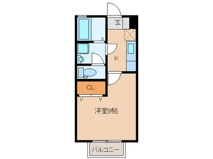 グランデ岩切(1K/1階)の間取り写真