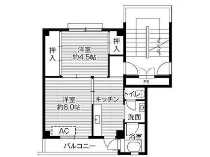 ビレッジハウス清水1号棟(2K/1階)の間取り写真
