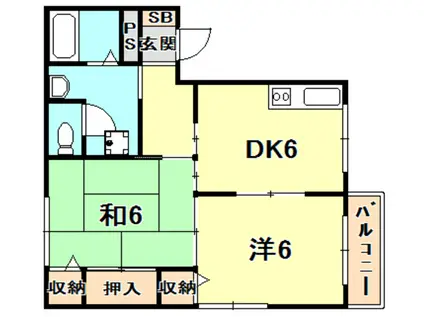 マニャーナ夙川(2DK/1階)の間取り写真
