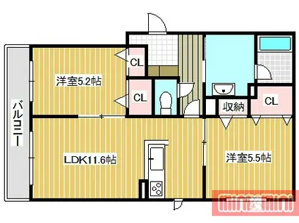 SHAMAISON飛鳥(1SLDK/3階)の間取り写真