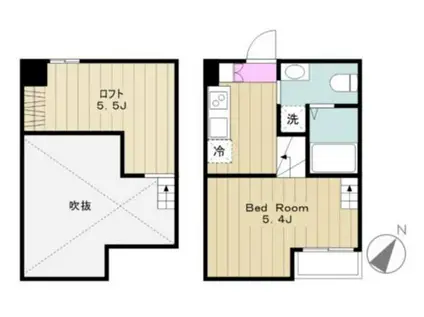 グリーンベルト(1K/2階)の間取り写真