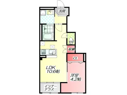 ラ・ルーチェII(1LDK/1階)の間取り写真