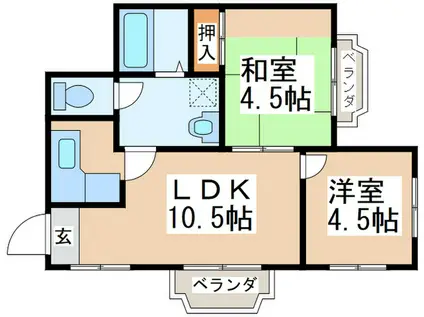 メゾンエスト壱番館(2LDK/3階)の間取り写真