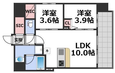 コンフォリア・リヴ大阪本町(2LDK/4階)の間取り写真