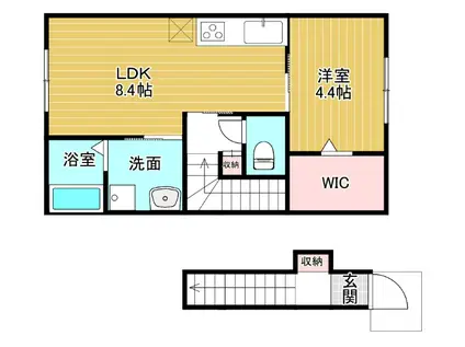 ENCIEL(1LDK/2階)の間取り写真