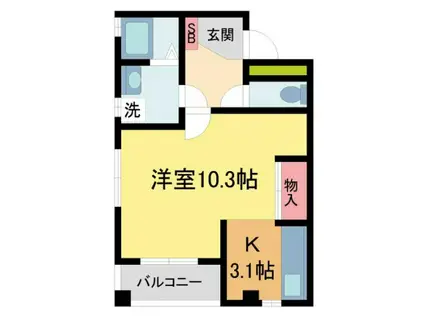 ハピネス(1K/3階)の間取り写真