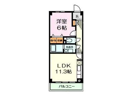 エスパシオ(1LDK/1階)の間取り写真