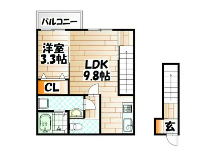 コンフォートプレイス小倉(1LDK/2階)の間取り写真