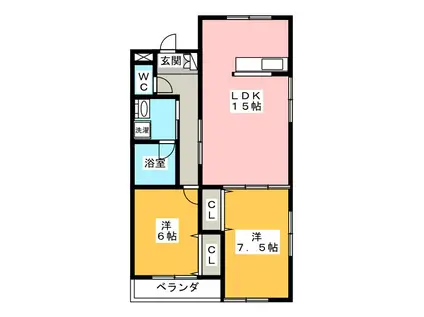 I.K.ヴァルゴ(2LDK/2階)の間取り写真
