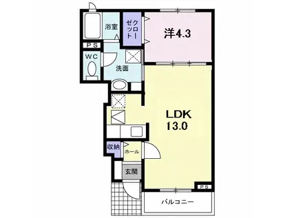 アラバスター(1LDK/1階)の間取り写真