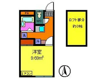 ボヌール大船(1K/2階)の間取り写真