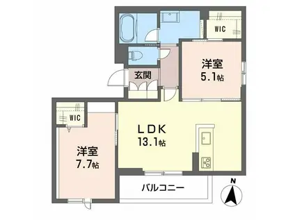 グランツ野田(2LDK/2階)の間取り写真