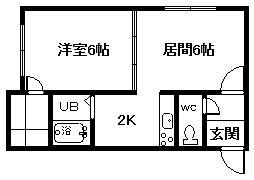 ミキハウス(1DK/1階)の間取り写真