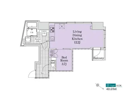 EXAM白山(1LDK/7階)の間取り写真