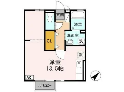 セジュールナガイII(ワンルーム/2階)の間取り写真