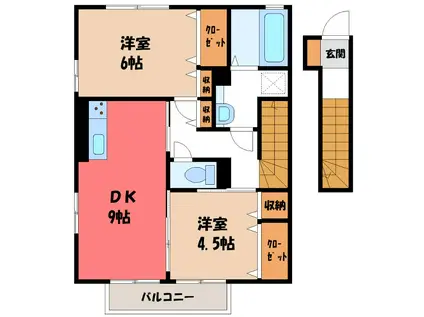 クロワールII(2DK/2階)の間取り写真