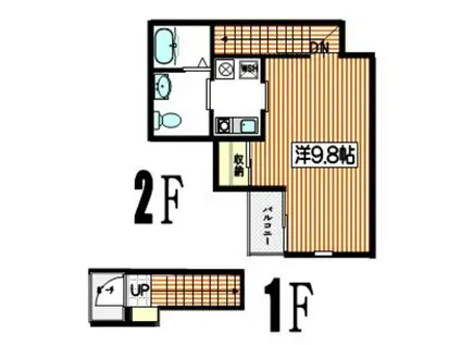 ファミールE(ワンルーム/2階)の間取り写真