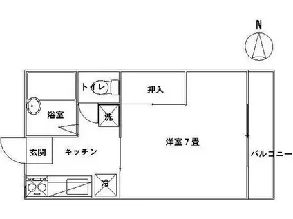 サンシャイン東岡山II(1K/1階)の間取り写真