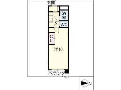 パフォス草薙(1K/3階)の間取り写真