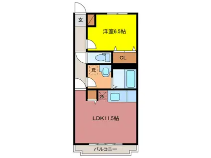 グリーンヴィラ(1LDK/1階)の間取り写真
