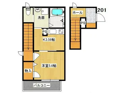 GLACE RIVE (1K/2階)の間取り写真