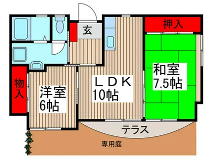 コープ愛宕(2LDK/1階)の間取り写真
